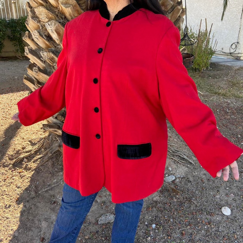 Vintage 90s Fitting Image Bright Red peacoat jacket